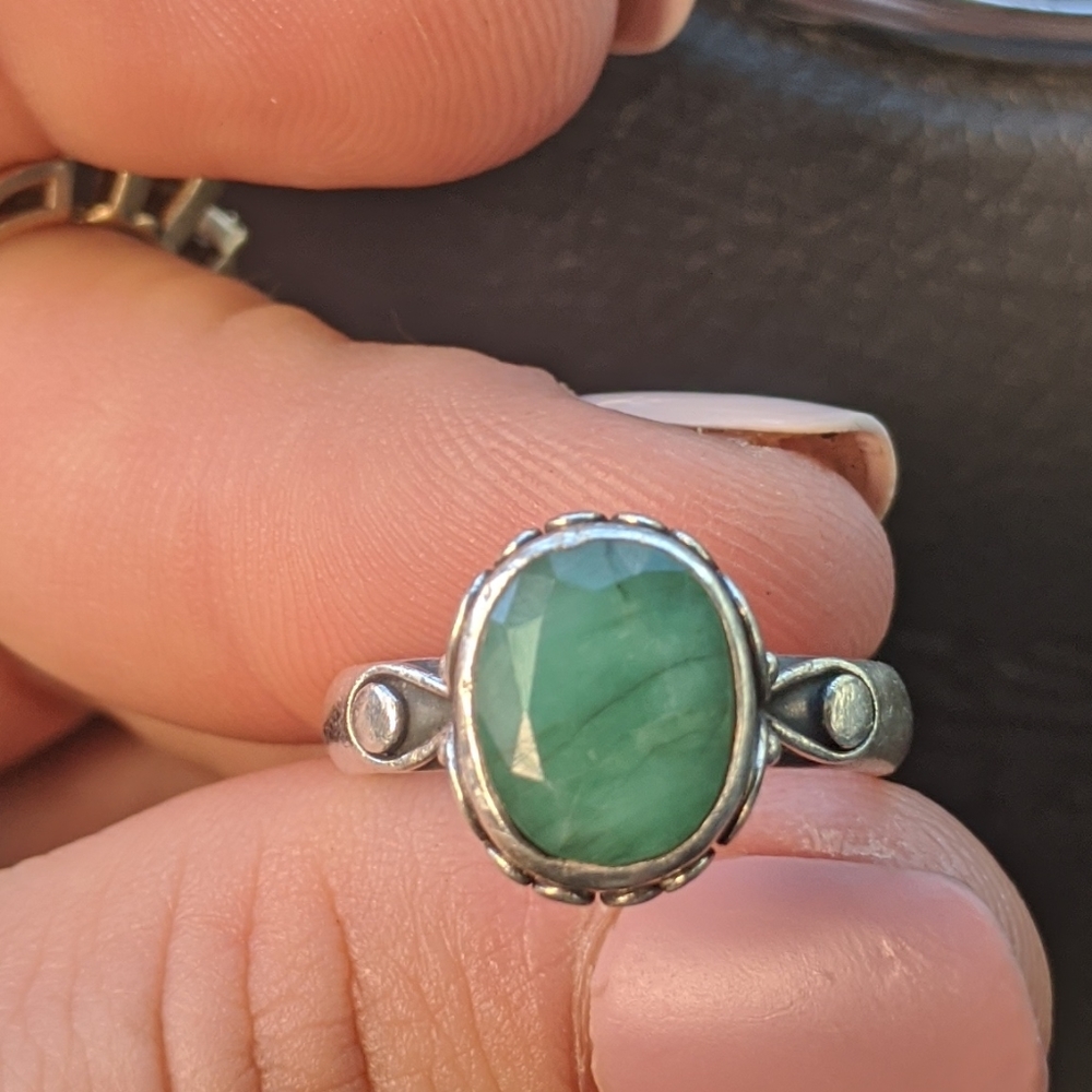 Amazonite Silver Cocktail Statement Ring - image 4